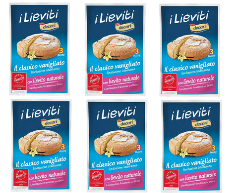 Lo Conte Decorì I Lieviti Il Classico Vanigliato Lot De 6 Levures De Vanille Naturelles Instantanées Pour Bonbons (3 X 18 G) 54 G