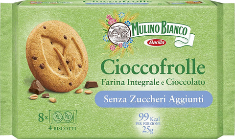Mulino Bianco Cioccofrolle Con Farina Integrale E Cioccolato Biscuits Italie Biscuits Avec Farine De Blé Entier Et Chocolat 200 G ( 8 X 25 G ) Sans Sucre Ajouté