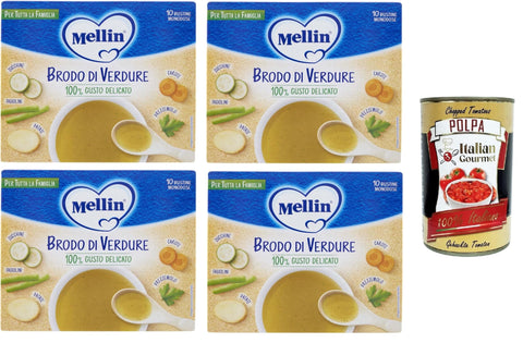 Mellin Brodo Di Verdure, Per Tutta La Famiglia Bouillon De Légumes, Pour Toute La Famille, Goût 100 % Délicat, 4 X 80 G