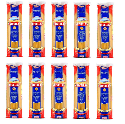 Lot De 10 Pâtes Divella 100 % Italiennes Bucatini N° 6 Cuisson 7 Minutes 500 G