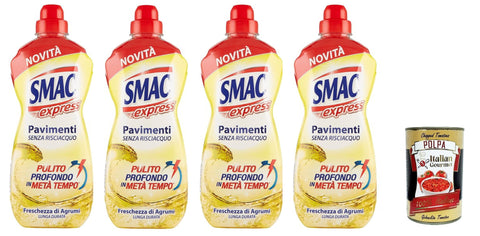 Smac Express - Nettoyant Sols Agrumes Multi-Surfaces - Effet Nettoyant Sans Rinçage - 4 X 1000 Ml + Italian Gourmet Polpa 400 G