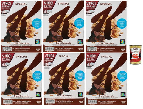 Special K Dark Chocolate, Céréals Riz Au Chocolat Noir Flocons De Blé À Grains Entiers Et D'orge Avec Des Vitamines Et Des Minéraux Avec Des Boucles De Chocolat 6x 290 G + Italian Gourmet Polpa 400g