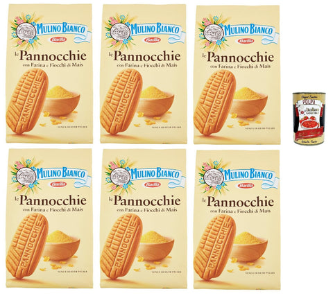 Mulino Bianco Pannocchie, Biscotti Con Farina Di Mais, Biscuits À La Farine De Maïs, Biscuits Cookies, 6x 350g + Italian Gourmet Polpa 400g