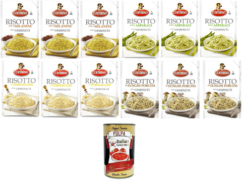 Curtiriso Risotto Milanese Funghi Porcini, Asparagi, Parmigiana, Milanais, Champignons Cèpes, Asperges, Parmigiana 12 X 175 G + Italian Gourmet Polpa 400 G