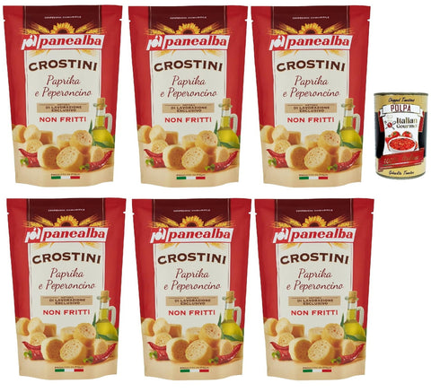 Panealba Crostini Crostini Croûtons Au Poivron Et Piments 6 X 100 G + Polpa Italien Gourmet 400 G