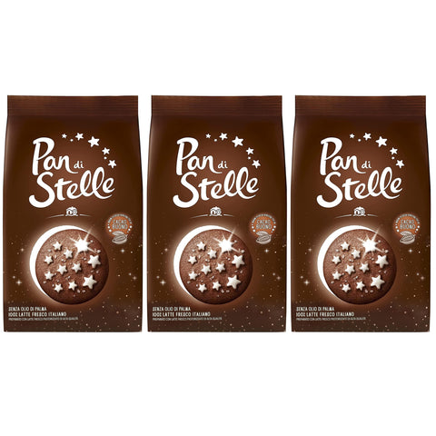 Mulino Bianco Pan Di Stella - Biscuits Au Chocolat Italien Avec Étoiles Glacées 350g X 3 Parcelles (Pan Di Stella, X3)