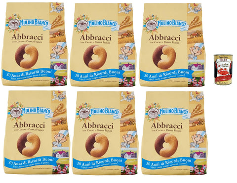 Mulino Bianco Abbracci Biscotti Con Cacao E Panna Fresca, Biscuits Avec Cacao Et La Crème Fraîche, Biscuits Cookies, 6x 700g + Italian Gourmet Polpa 400g