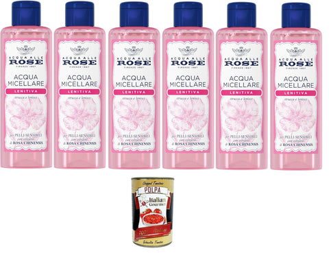 Acqua Alle Rose Acqua Micellare Lenitiva Per Pelli Sensibili, Eau Micellaire Apaisante Pour Peaux Sensibles, 6 X 200 Ml + Italian Gourmet Polpa 400 G