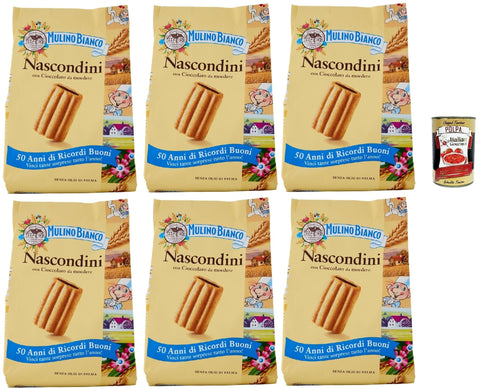 Mulino Bianco Nascondini Biscotti Con Cioccolato Da Mordere, Biscuits Au Chocolat Pour Mordre, Biscuits Cookies, 6x 330g + Italian Gourmet Polpa 400g