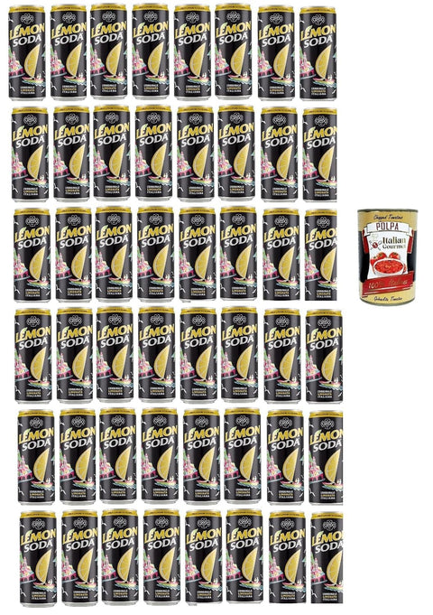Lemonsoda, Lemon Soda, Doses De Citron Au Citron, Boisson Italienne, Boisson Gazeuse De Limonade, Des Citrons Italiens, 48x 330 Ml + Italian Gourmet Polpa 400g