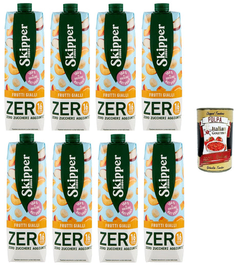 Zuegg Skipper Frutti Gialli Zero Fruits Zero Fruits Zero Drink À Base De Jus De Fruits Et De Purées 8 X 1000 Ml + Italian Gourmet Polpa 400 G