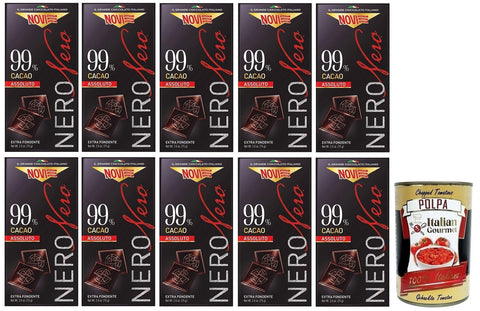 Novi Nero Cioccolato Assoluto Lot De 10 Fondants Au Chocolat Noir Extra Foncé 99 % Cacao 75 G + Polpa Di Pomodoro Italian Gourmet Polpa Di Pomodoro Boîte De 400 G