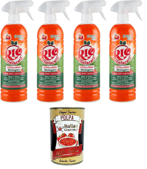 Rio Melaceto Con Aceto Di Mele Multiuso, Pulisce E Sgrassa Au Vinaigre De Cidre De Pomme Polyvalent, Nettoie Et Dégraisse 4 X 800 Ml + Italian Gourmet Polpa 400 G