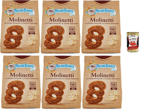 Mulino Bianco Molinetti Con Farina Integrale Di Grano Saraceno, Biscuits Avec Farine De Sarrasin Complet, Biscuits Cookies, 6x 800g + Italian Gourmet Polpa 400g