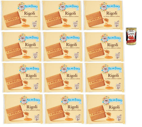 Mulino Bianco Rigoli Biscotti Con Miele Millefiori Italiano, Biscuits Au Miel Italien Millefiori Cookies, 12 X 800 G + Italian Gourmet Polpa 400 G