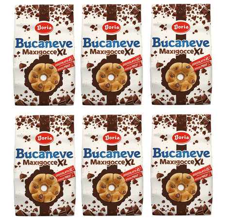 6 Biscuits Doria Bucaneve Maxigocce Xl Frollini Con Gocce Di Cioccolato Avec Gouttes De Chocolat Biscuits Cookie 300 G Idéal Pour Votre Petit-Déjeuner Ou Votre Collation
