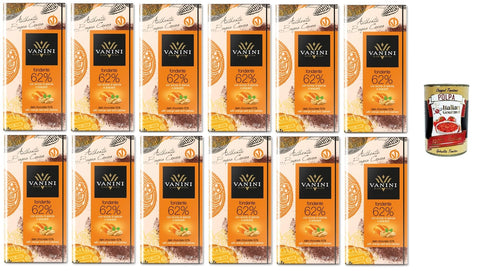 Vanini New Bagua Lot De 12 Boîtes De Chocolat Foncé 62 % Avec Écorce D'orange Et Noix De Cajou 100 G