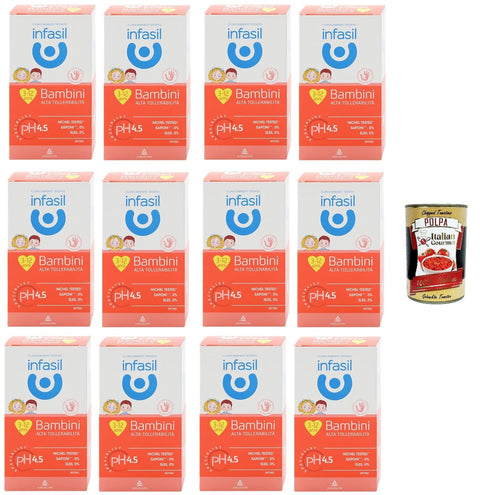 Infasil Intimo Bambini Alta Nettoyant Intime Pour Enfants – Testé Sous Contrôle Pédiatrique, Testé Sur Le Nickel, Sans Colorants, 12 X 200 Ml + Italian Gourmet Polpa 400 G