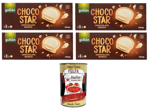 Gullon Choco Star Biscuits Garnis À La Crème Et Recouverts De Chocolat Blanc 4 X 235,8 G + Italian Gourmet Polpa 400 G