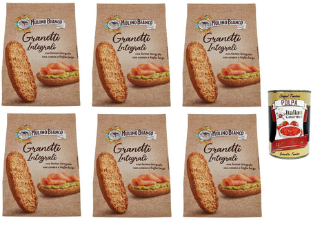 Mulino Bianco Crostini Granetti Integrali Lot De 6 Croûtons À Grains Entiers Riches En Fibres 280 G + Polpa Gourmet Italien 400 G