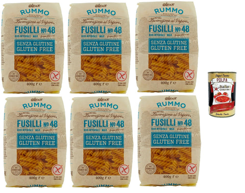 Rummo Pasta Fusilli N° 48 Senza Glutine, Gluten Free, 100% Pâtes Italiennes De Pâtes-Gluten 6x 400g+ Italian Gourmet Polpa 400g