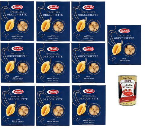 Lot De 10 Pâtes Barilla Specialità Orecchiette Pugliesi 100 % Italiennes 500 G + Polpa Gourmet Italien 400 G