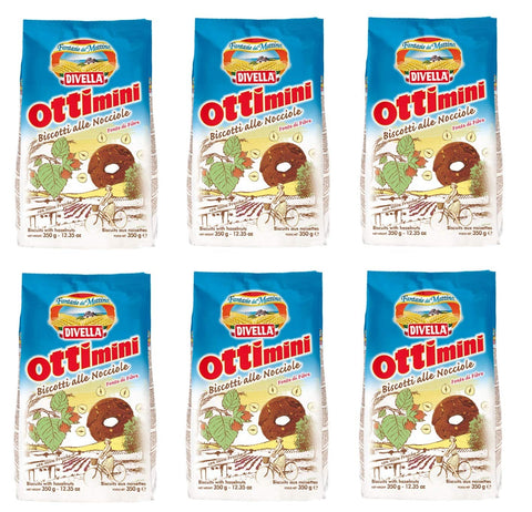Divella Ottimini Alle Nocciole Lot De 6 Biscuits Sablés Avec Noisettes Hachées 350 G