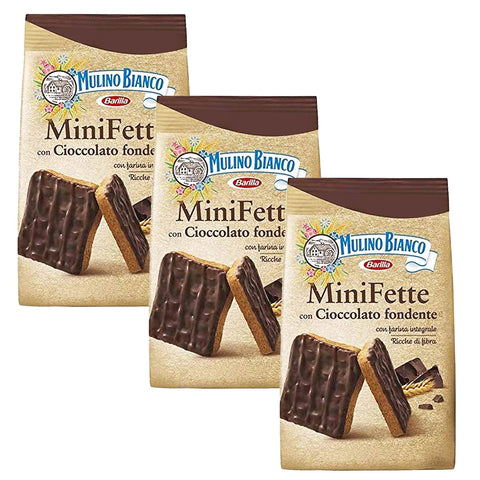 Mulino Bianco Mini Fette -Mini Biscuits Italiens Recouverts De Chocolat 110g (Mini Fette, X3)