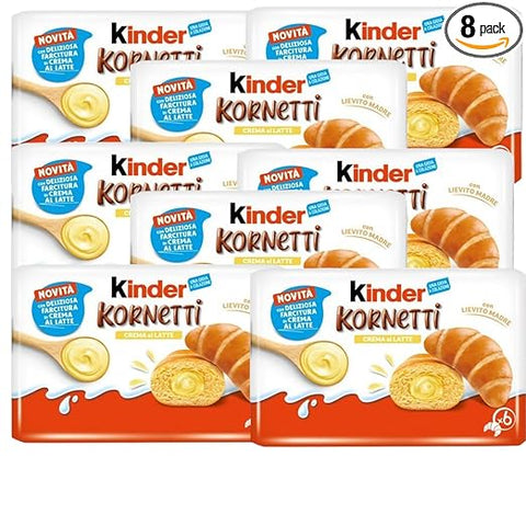8x Kinder Kornetti Crema al Latte, Croissant fourré à la crème au lait, 270 g + Italian Gourmet polpa 400g
