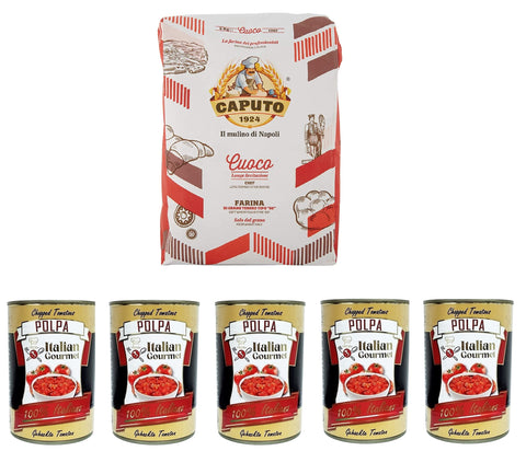 Pack De Test Caputo Cuoco Farina Farine De Pizza 5 Kg Et Italian Gourmet Polpa Di Pomodoro Pâte De Tomates Finement Hachée 5 X 400 G