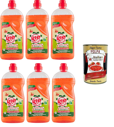 Rio Melaceto Lessive Liquide Pour Vaisselle Et Couverts, 6 X 1 Litre – Avec Vinaigre De Cidre De Pomme Bio – Dégraisse En Profondeur Et Élimine Les Mauvaises Odeurs + Italian Gourmet Polpa 400 G
