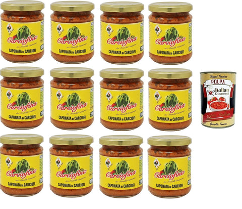 Fratelli Contorno Carciofina, Caponata Di Carciofi Caponata D'artichauts 12 X 200 G + Italian Gourmet Polpa 400 G