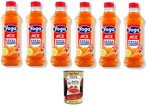 Yoga Succo Di Frutta Ace Senza Zuccheri Aggiunti Ace Jus De Fruits Sans Sucre Ajouté 6 X 1 Litre + Italian Gourmet Polpa 400 G
