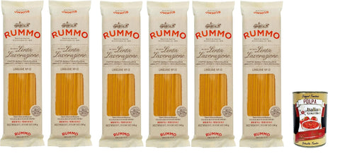 Rummo Linguine N° 13, Durum Pâtes Sémoraires, Italiennes Pasta Italian Noodles 6x 500 G Pack + Italian Gourmet Polpa Di Pomodoro 400 G
