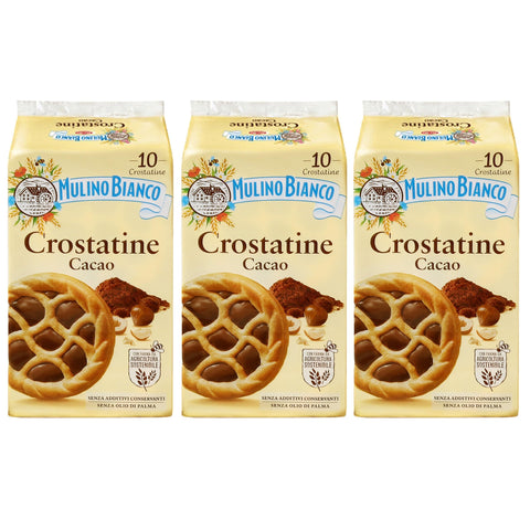 Mulino Bianco Crostatine Cacao - Biscuits Italiens, Mini Tartelettes À La Crème De Cacao Et Aux Noisettes 400g X 3 Paquets (Cacao, X3)
