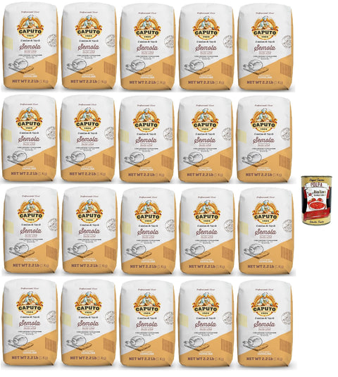 Caputo Semola Di Grano Duro Rimacinata, Semoule De Blé Durum, Semoule De Blé Dur Fine Pour Des Pâtes Et Pizzas Parfaites 20 X 1 Kg + Italian Gourmet Polap 400 G