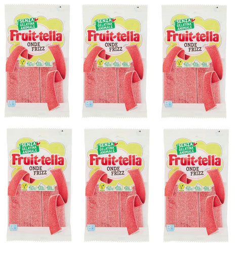 6x Fruittella Onde Frizz, Bonbons moelleux aux fruits, sans gélatine animale. Sachet de 145 g, aux arômes naturels, sans colorants artificiels et sans jus de fruits. OFFRE SPÉCIALE