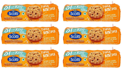 Riso Scotti Si Con Riso Biscotto Multicereale Lot De 6 Biscuits À Grains Multiples Avec Pépites De Chocolat Sans Lactose, Sans Protéines De Lait, 250 G, Paquet D'environ 20 Biscuits