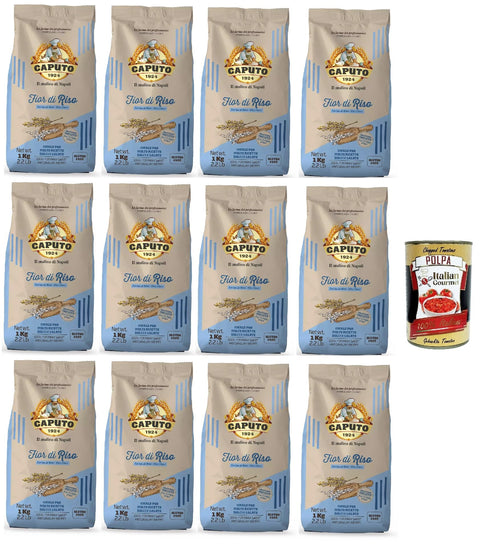 Mulino Caputo, Farina Fior Di Riso, Farine De Riz Sans Gluten, Idéale Pour Les Préparations Sans Gluten De Recettes Sucrées Et Salées, 12 X 500 G + Italian Gourmet Polpa 400 G