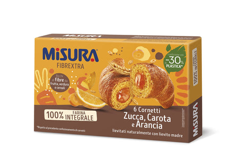 Misura Croissants Fibrextra Orange, Carotte Et Citrouille | 100% Farine Intégrale | Pack De 300 Grammes