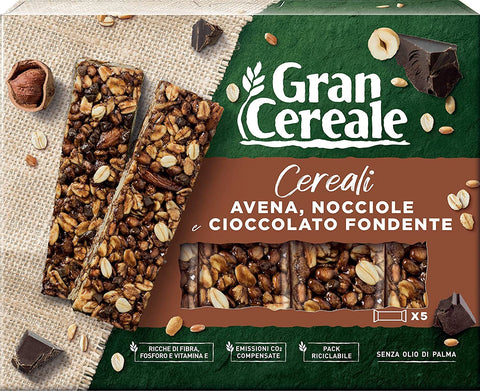 Gran Cereale, Snack Barrette Di Frutta Secca Lot De 3 Barres De Noix Avec 4 Céréales, Noisette Et Chocolat 135 G