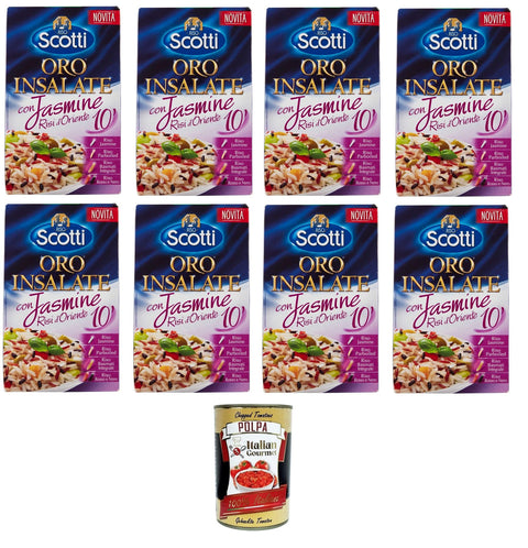 Riso Scotti Oro Insalate Con Jasmine, Risi D'oriente Salades De Riz Au Jasmin, Risi D'oriente 8 X 800 G + Italian Gourmet Polpa 400 G