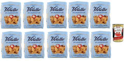 Voiello Pasta Mezze Maniche Rigate Lot De 10 Pâtes 100 % Italiennes N 122 500 G + Polpa Italian Gourmet 400 G