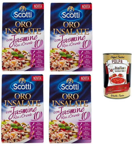 Riso Scotti Oro Insalate Con Jasmine, Risi D'oriente Salades De Riz Au Jasmin, Risi D'oriente 4 X 800 G + Italian Gourmet Polpa 400 G