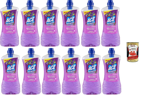 Ace Pavimenti Nettoyant Pour Sol Hygiène – Lavande Et Huiles Essentielles, Sans Javel, Nettoie En Profondeur Et Fait Briller Les Sols 12 X 1 L + Italian Gourmet Polpa 400 G