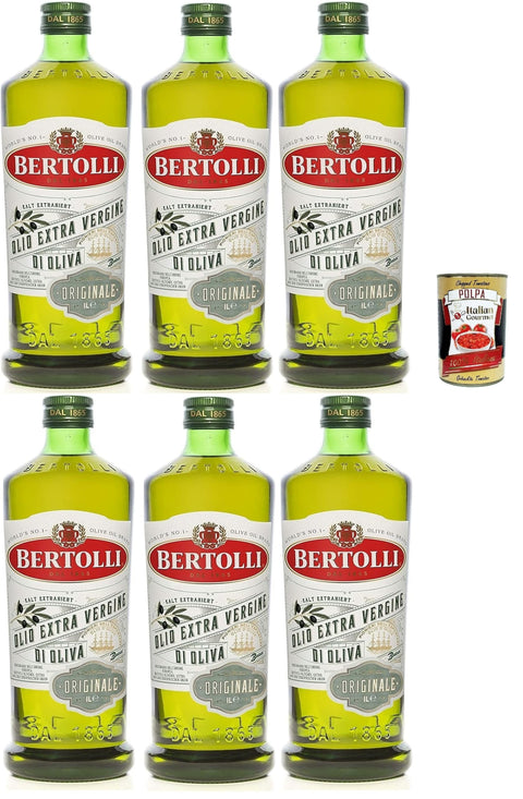 Olio Extra Vergine Di Oliva, Huile D'olive Native Extra, Originale, 1er Pack (6 X 1000 Ml), Huile Italienne + Italian Gourmet Polpa