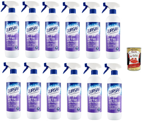 Quasar Efficacia Professionale Extra Profumo Professional Effectiveness Extra Parfum Nettoyant Pour Vitres 12 X 580 Ml + Italian Gourmet Polpa Di Pomodoro 400 G