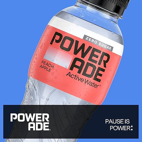 12x POWERADE Active Peach Apple Eau Pêche et Pomme - Boisson rafraîchissante sans calories et sans sucre avec vitamines B3 et B6 - Boisson pour sportifs avec micronutriments en bouteilles à usage unique (12 x 500 ml)