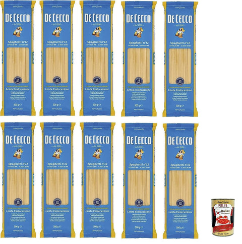 Lot De 10 Pâtes De Cecco 100 % Spaghettis Italiens N. 12 Pâtes 500 G + Polpa Italien Gourmet 400 G