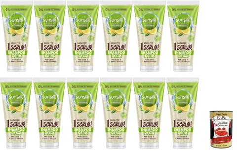 Sunsilk Lot De 12 Shampooings Détox Exfoliants Au Thé Vert Et Citron Pour Cuir Chevelu Et Cheveux Gras + Polpa Italien Gourmet 400 G